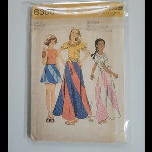 Vintage Simplicity 6306 Swirl Skirt & Peasant Top Girls Size 7 RARE Hard to Find